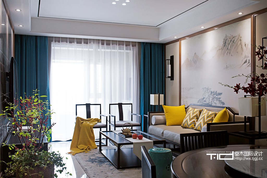 黄山湖壹号105平新中式风格实景图