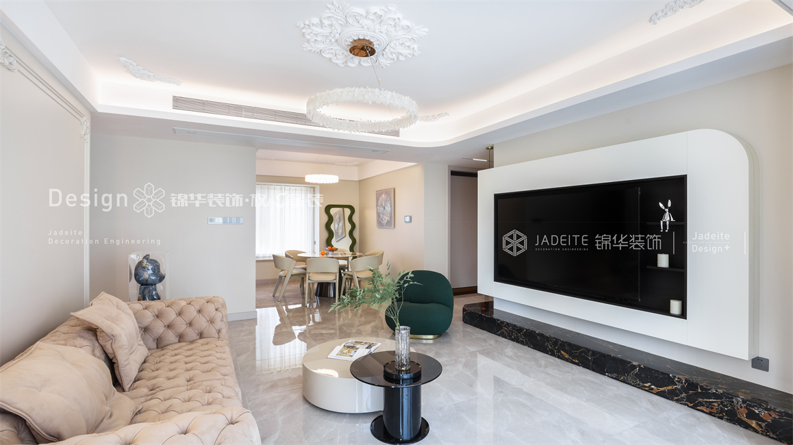 现代法式-翡翠湾-三室两厅-143平-装修实景图