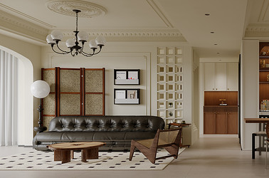 中古风-院语江南150㎡-三室两厅装修案例