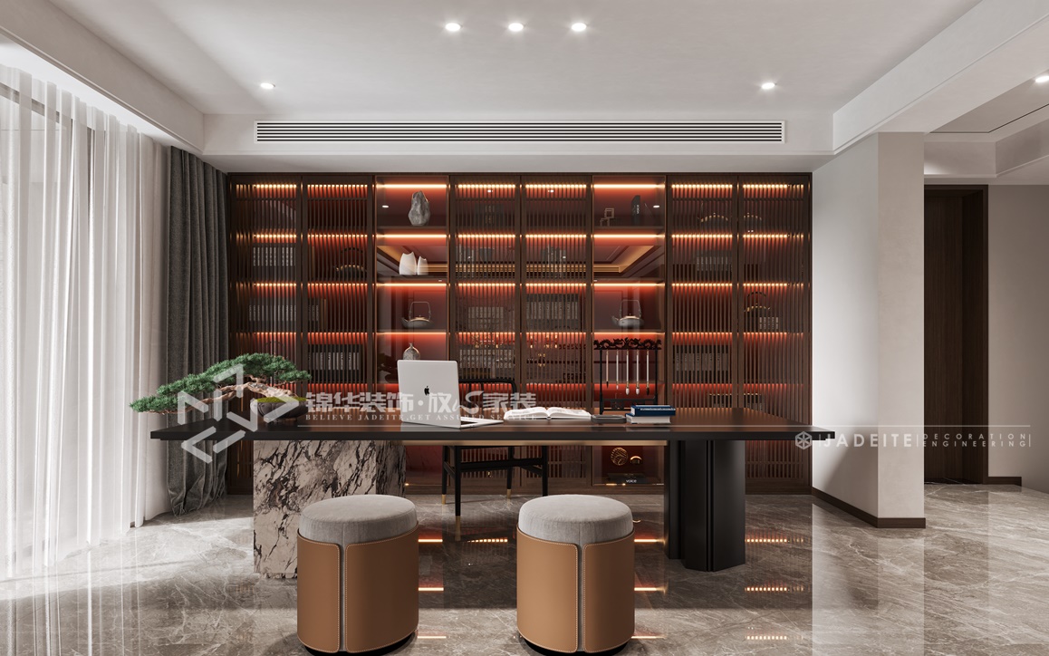 新中式-文泽府邸-复式-300㎡装修实景效果图
