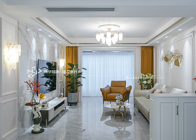 美式-万达大公馆-三室两厅-157㎡装修实景效果图