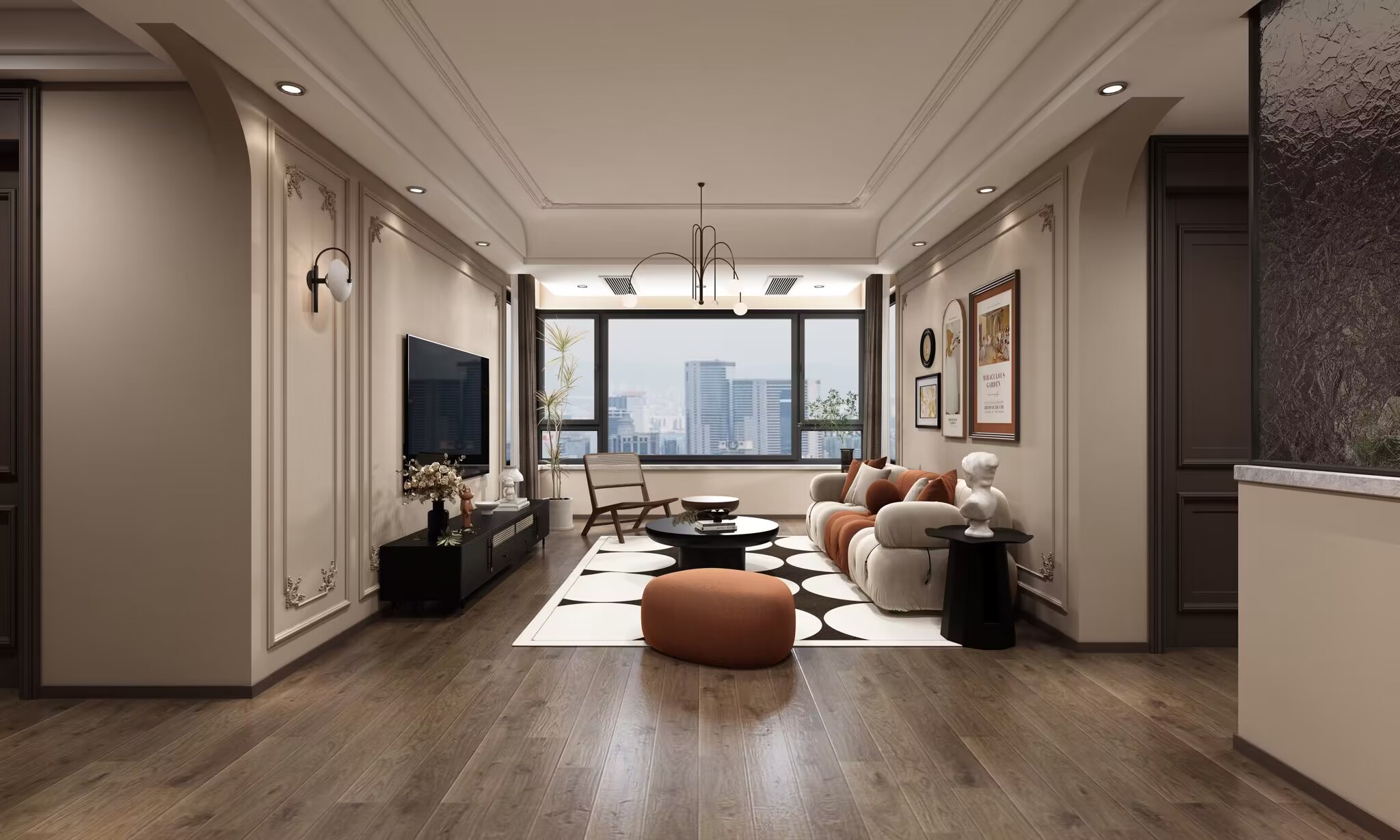 复古法式-天辰府-三室两厅-138㎡装修实景效果图