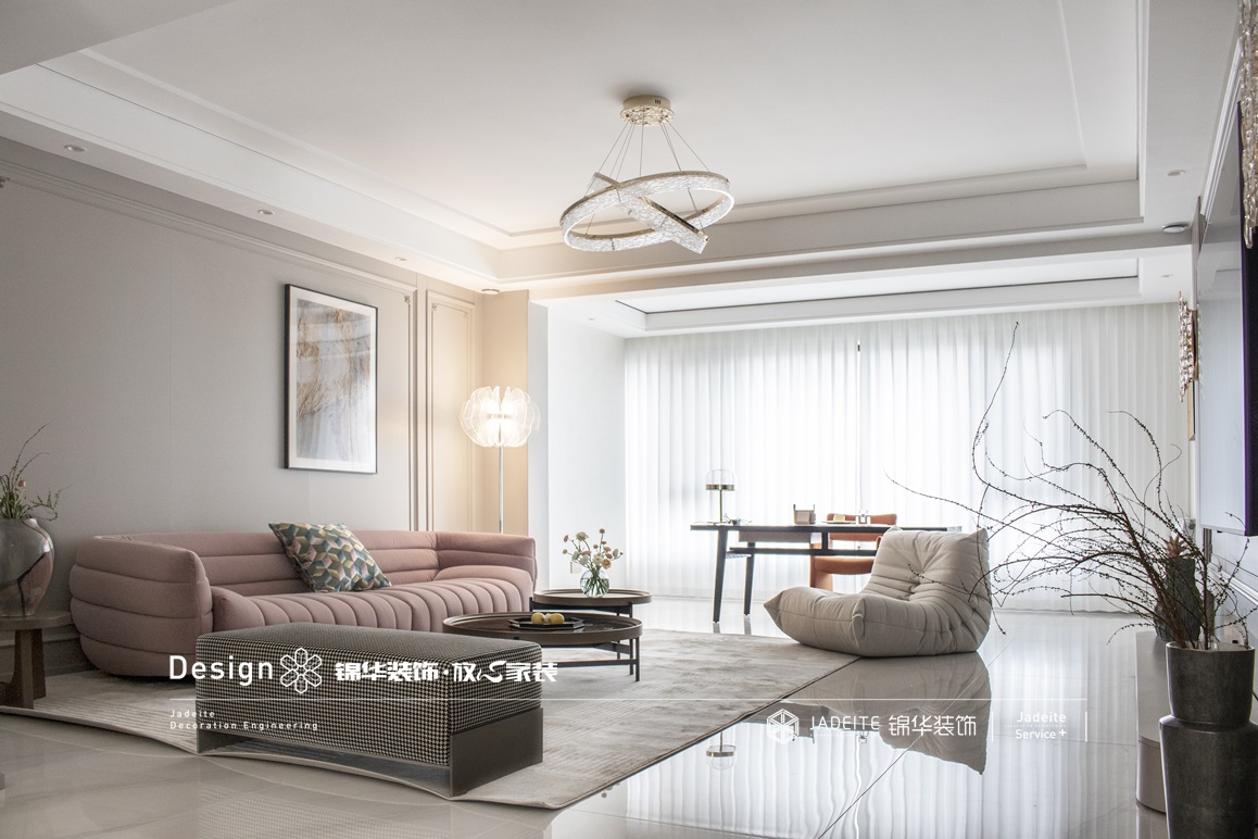 现代法式-凤凰汇紫园-复式-300㎡装修实景效果图