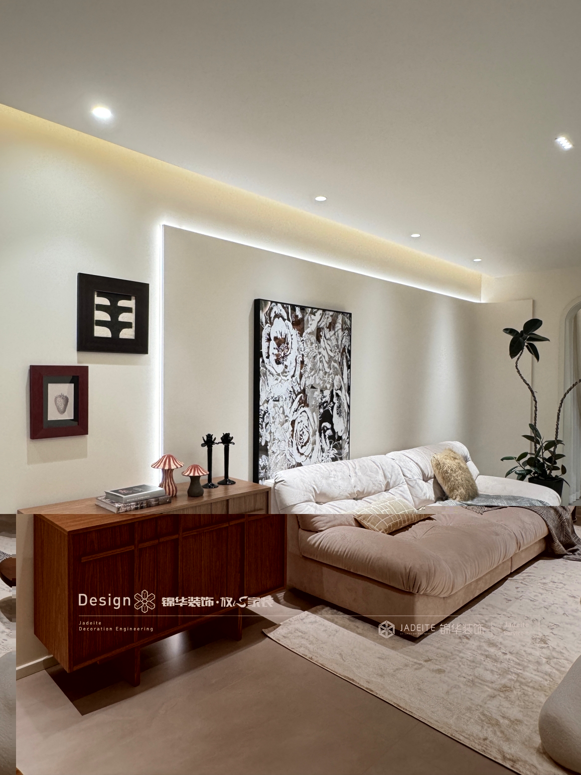 中古风-碧桂园凤凰城-三室两厅-140㎡装修实景效果图